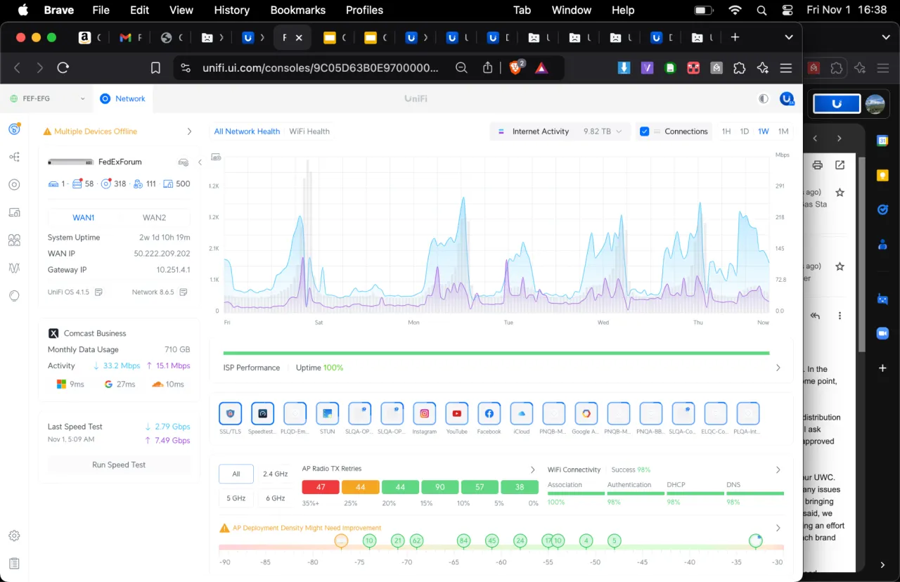 UniFi live network and WiFi health monitoring