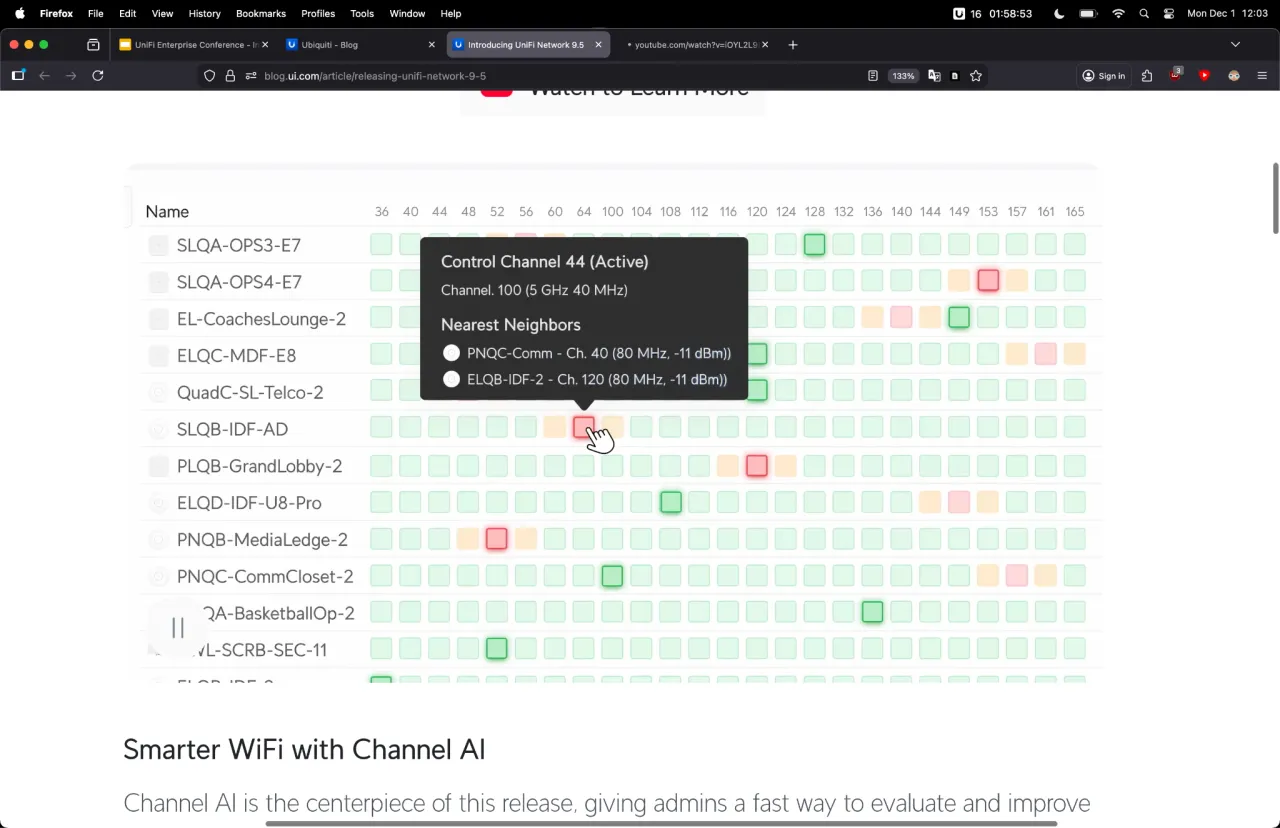 UniFi Channel AI WiFi optimization